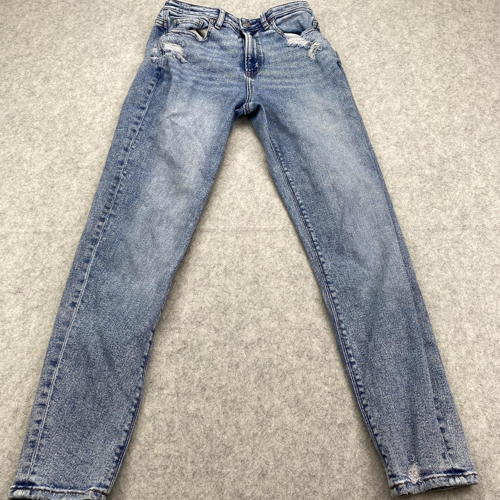 American Eagle Outfitters Mom Jeans Womens 0 (25x26) Blue High Rise Distressed